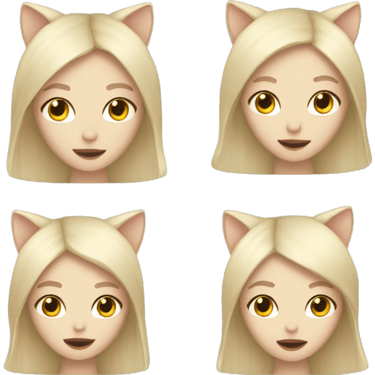 White blonde Girl with cat ear hat on emoji