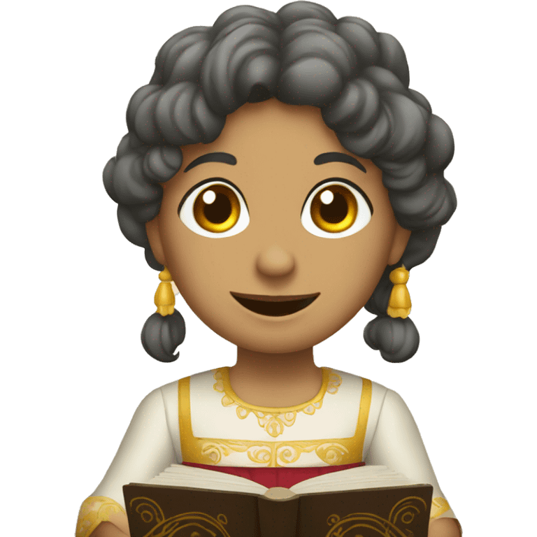 person in spanish dress playing the rhodes emoji