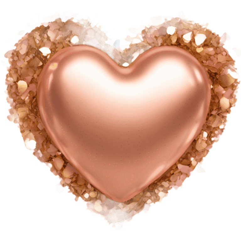 A rose gold heart with confetti around it emoji