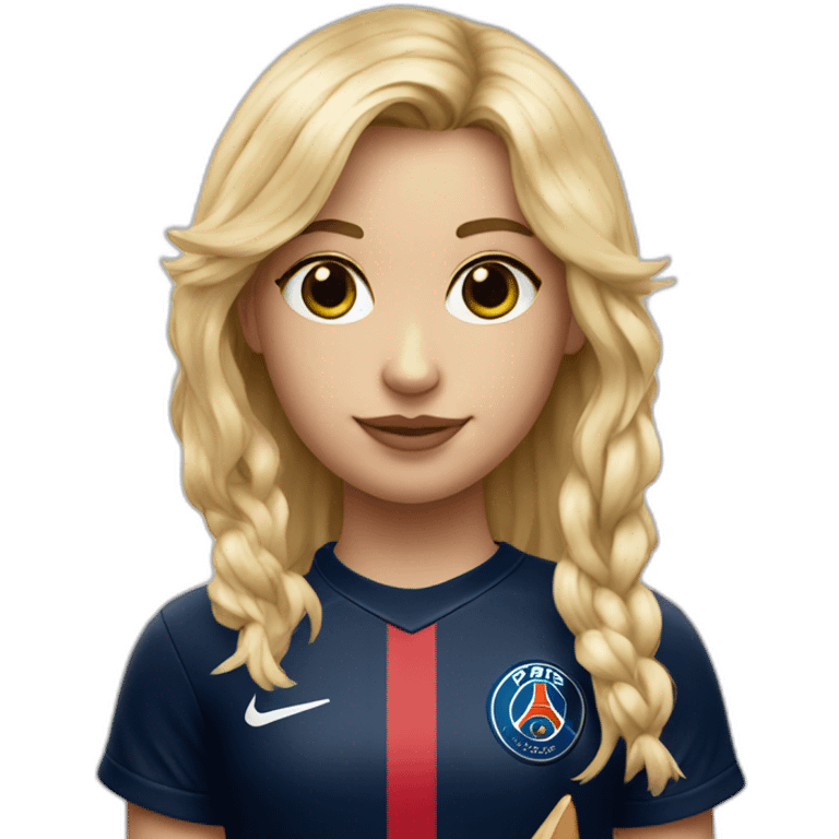 Blonde girl with a fringe, a PSG jersey and a baguette emoji