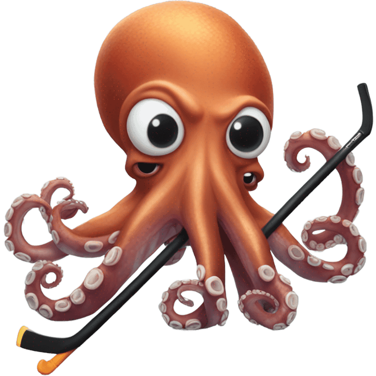 Giant octopus with hockey stick emoji