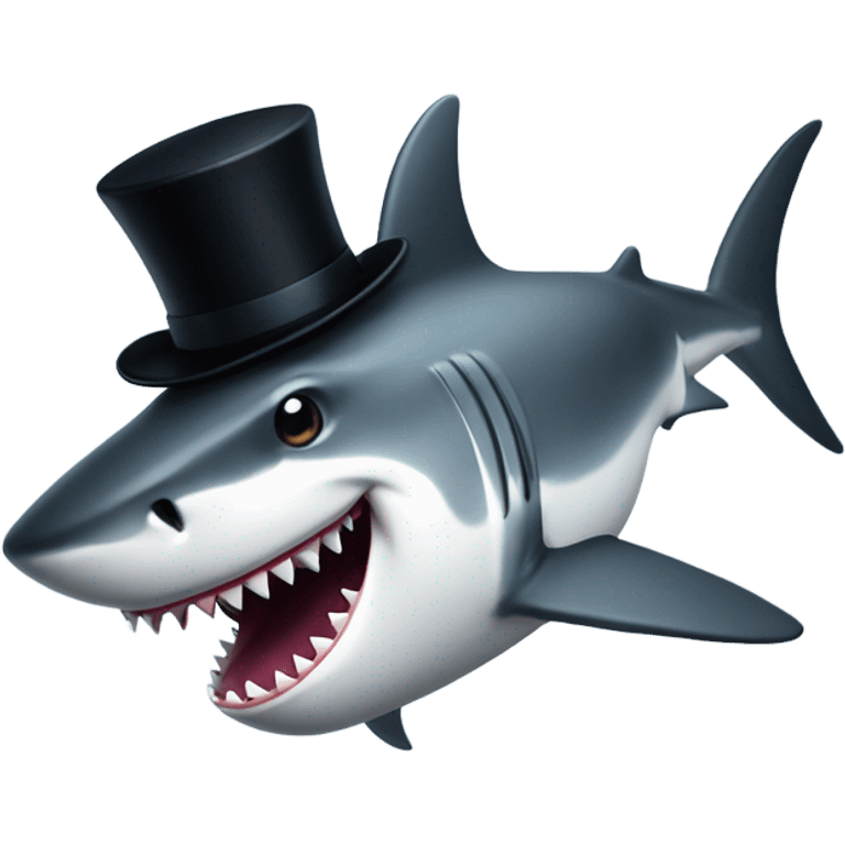 Shark with a top hat emoji