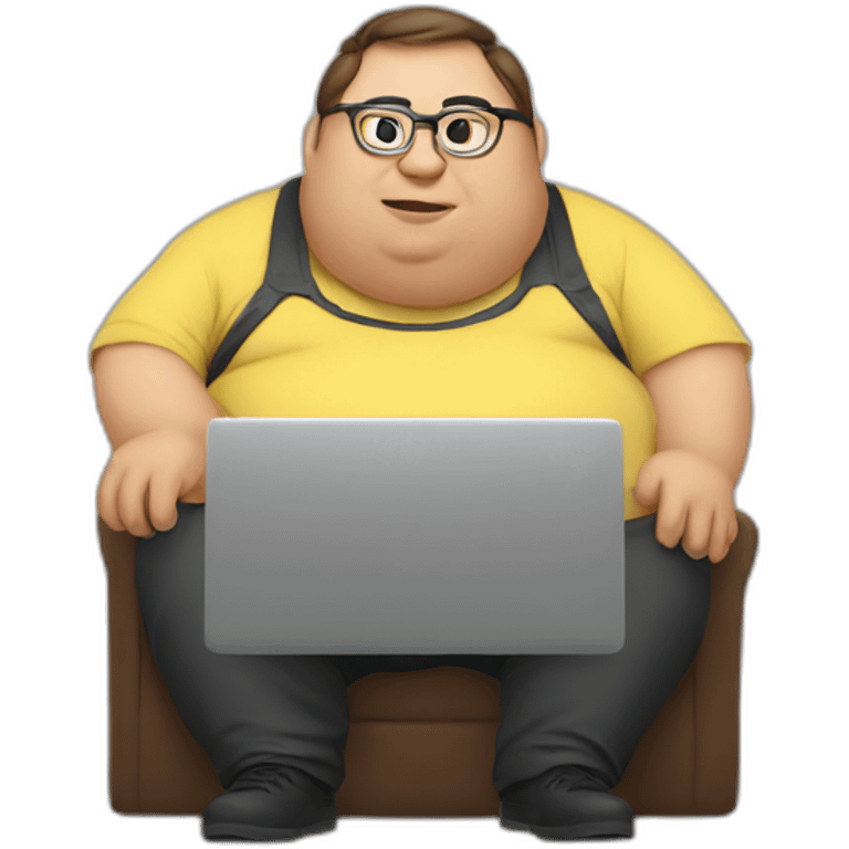 fat man wearing glasses and do programming stuff emoji