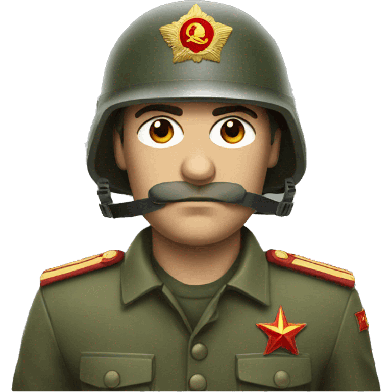 ussr soldier serious with military helmet emoji