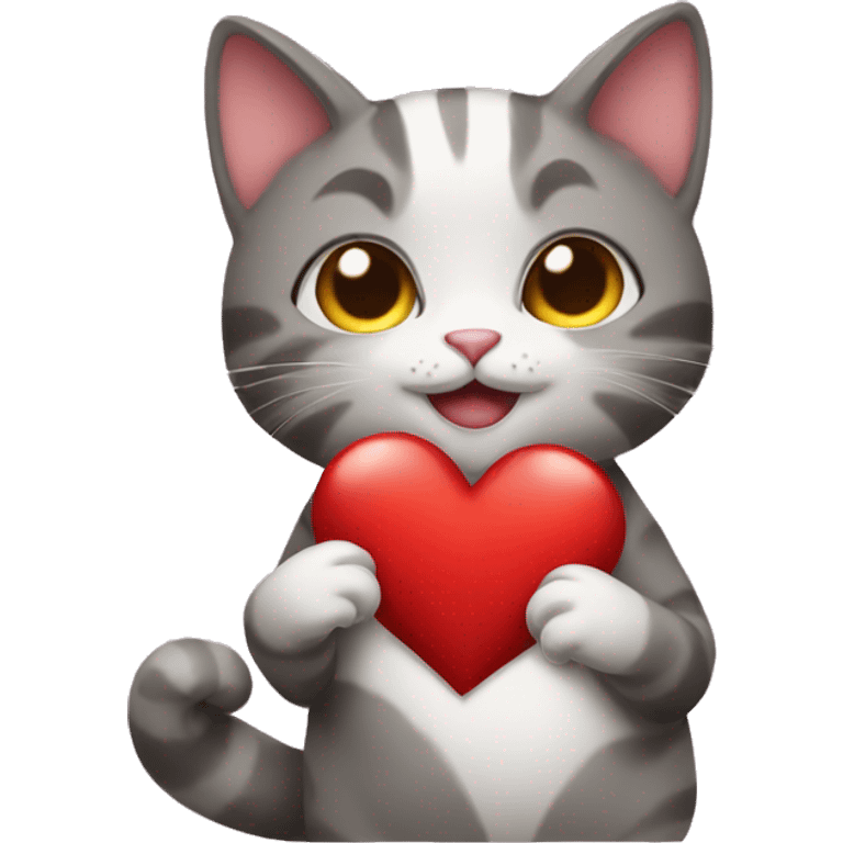 cat holding a heart emoji