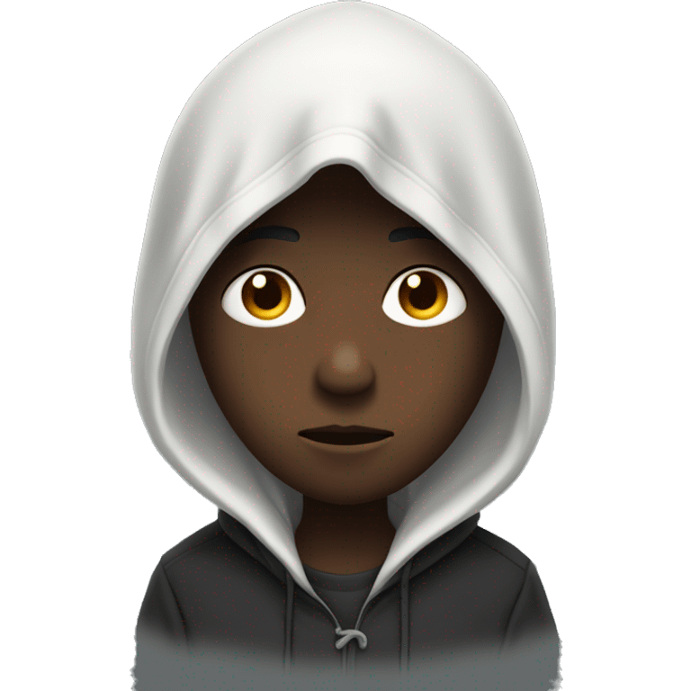 Garçon noire avec capuche, triste emoji