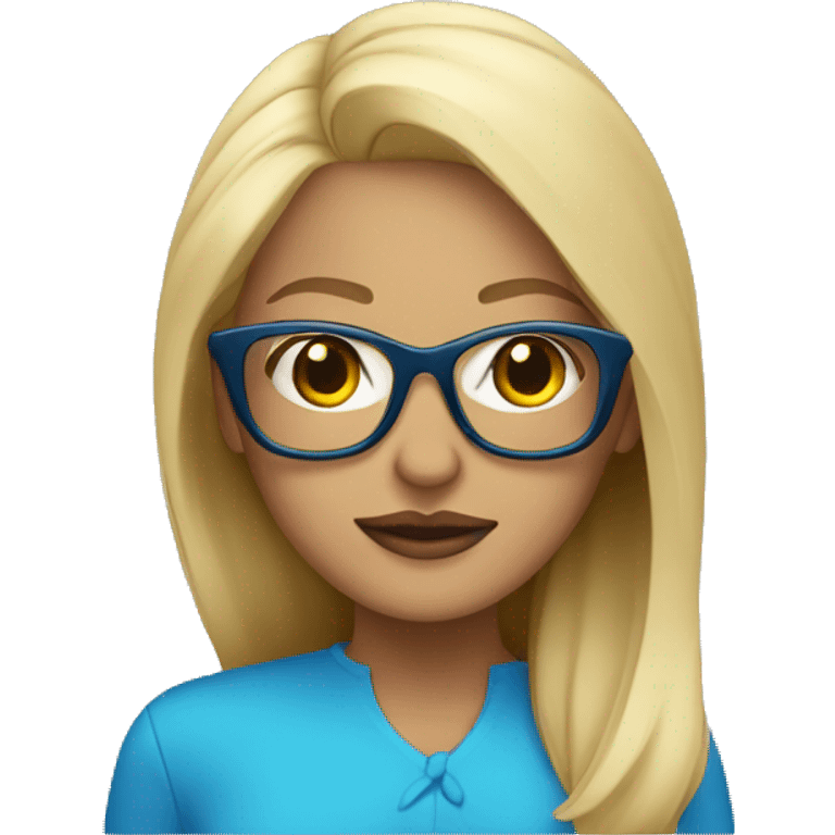 blonde woman with blue highlight and glasses emoji