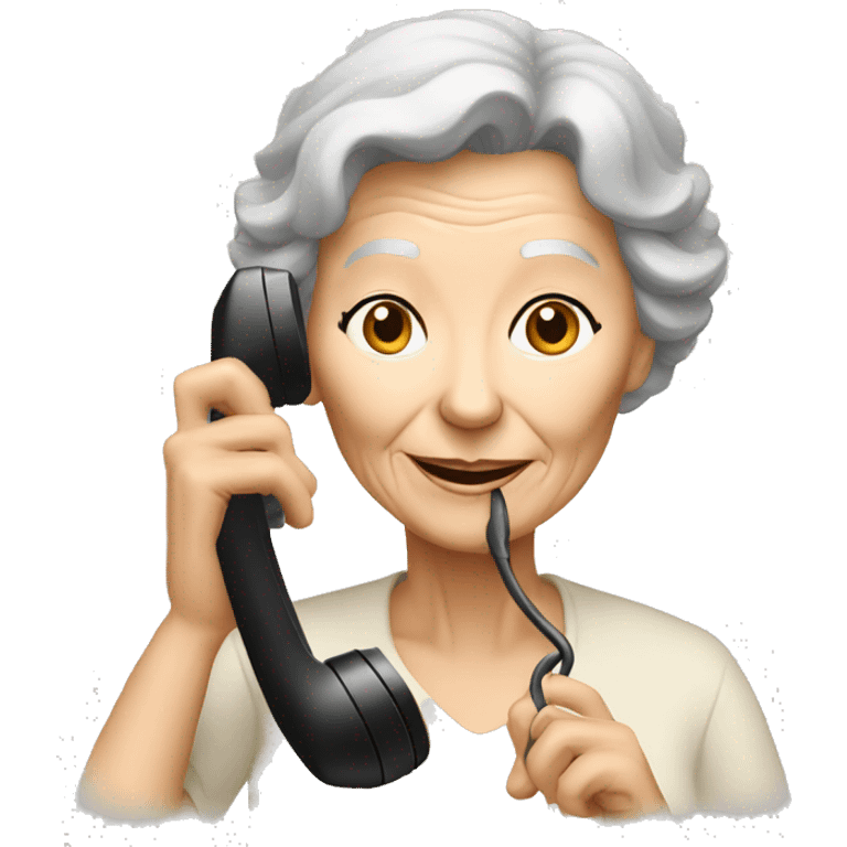 older woman ansewring the telephone emoji