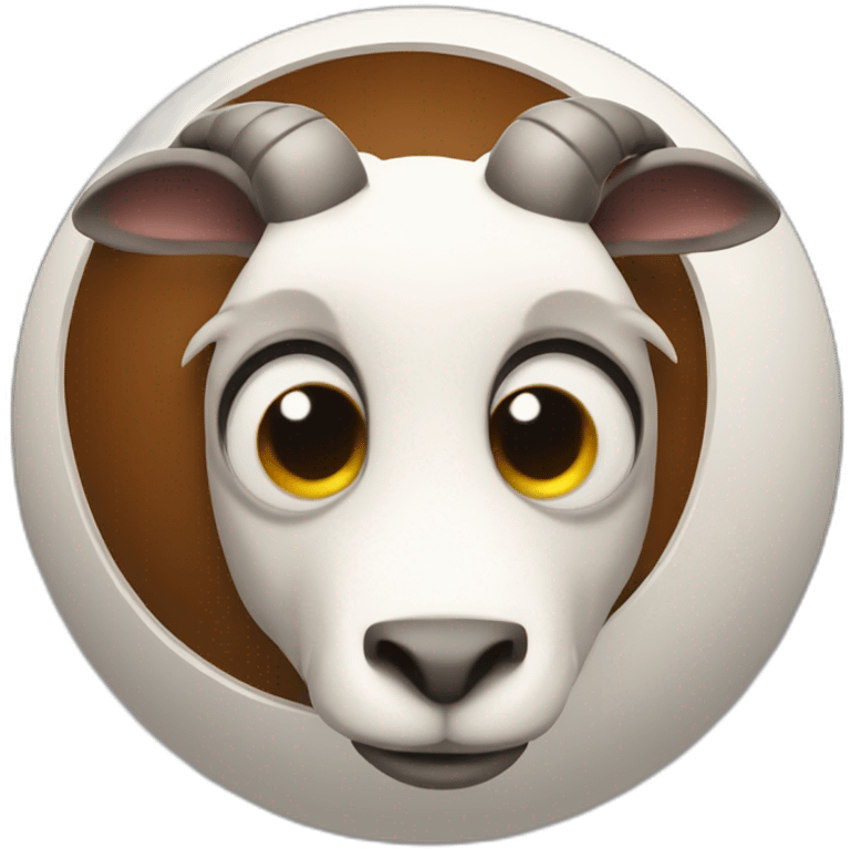 3d sphere with a cartoon Goat skin texture with big calm eyes emoji