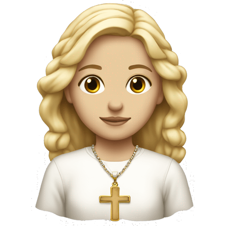 Blonde white catholic girl wearing a cross necklace  emoji