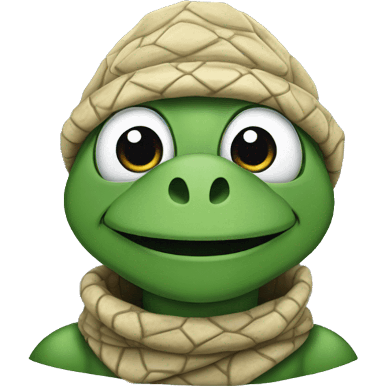 head of a turtle wrapped in a turtleneck emoji