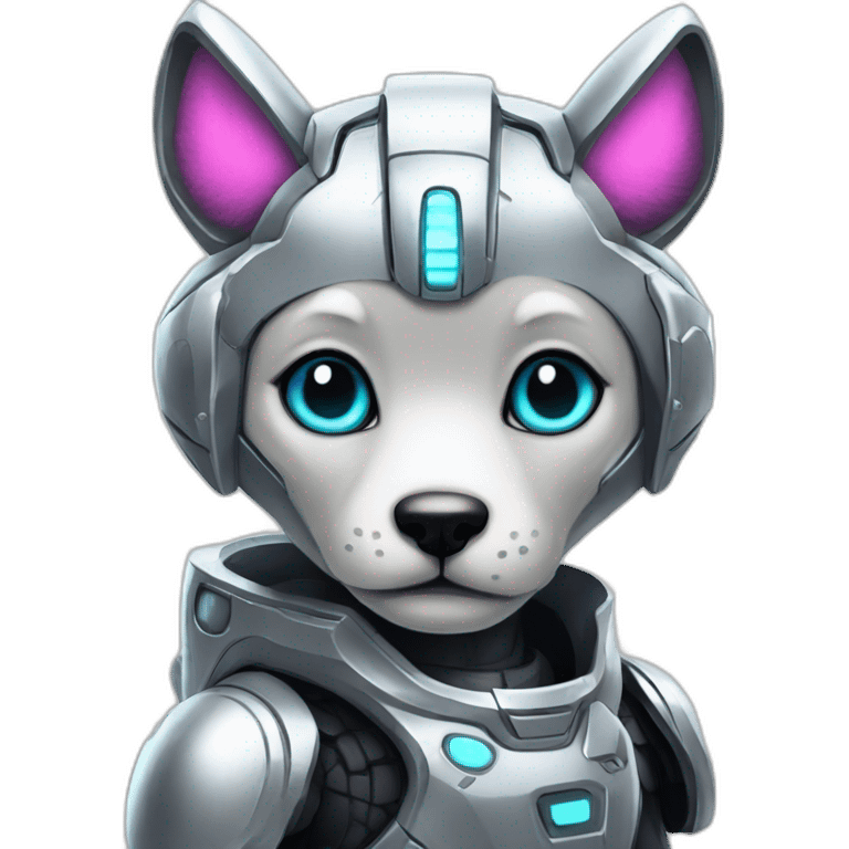 Cyber futuristic silver furry robot  emoji