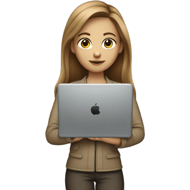 Medium hair light Brown girl, computer science intern with a laptop  emoji