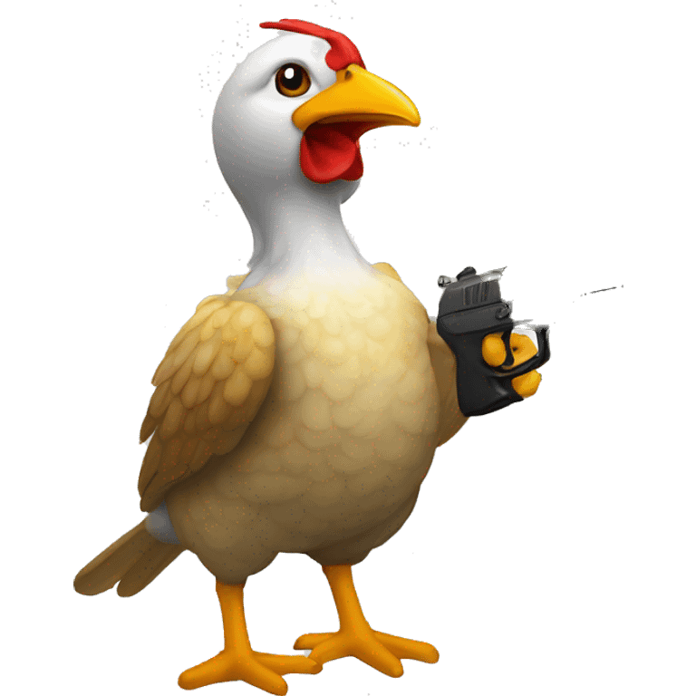 poussin qui tire avec un pistolet  emoji