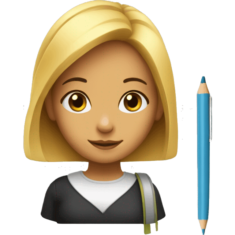 Girl with pen pencil book emoji