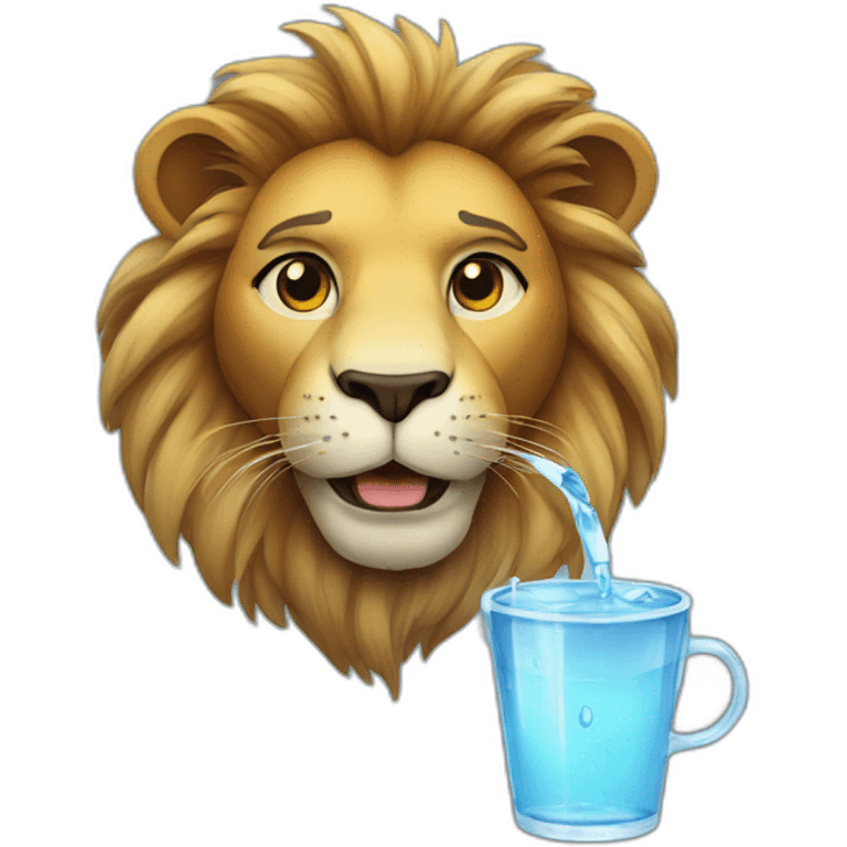 lion with cup of water emoji