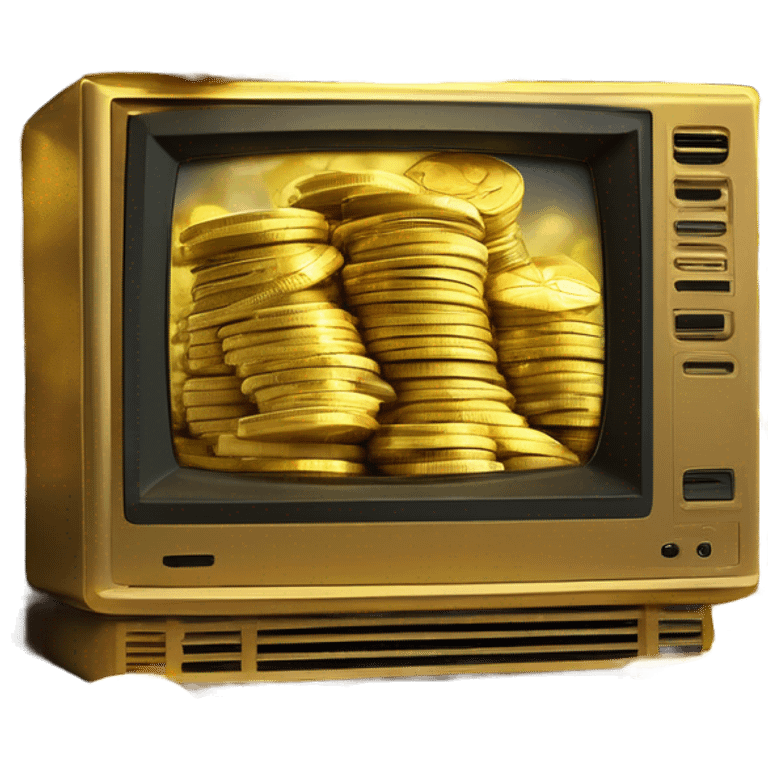 TV and gold coins emoji