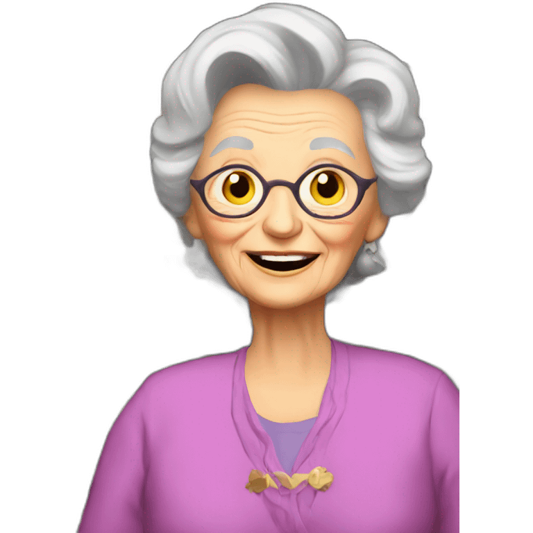 Old lady winning on a slot machine emoji