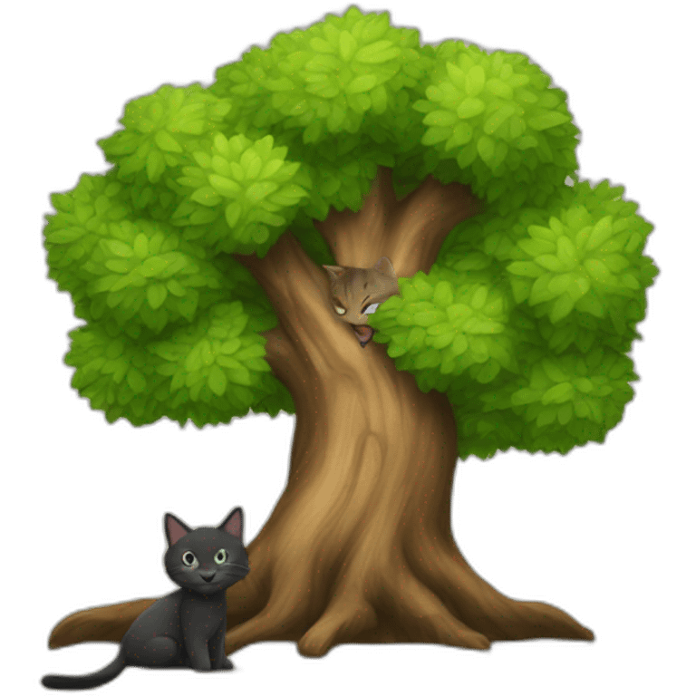 a tree with cat emoji