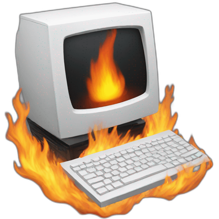 Computer in a fire emoji