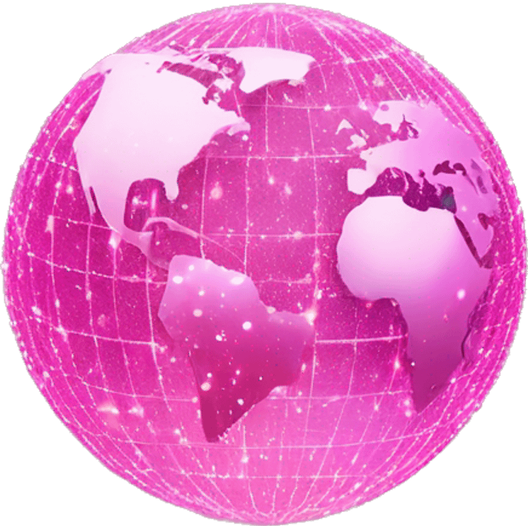 Pink and light pink, sparkly connected fiber optic, network, world globe   emoji