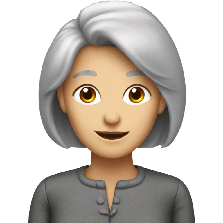 Grey long bob haired lady aged 55 76 kg emoji