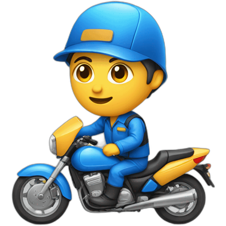 Courier blue uniforms with motorcycle car accident emoji