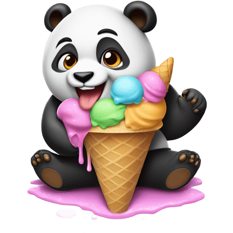 Panda eating ice cream emoji