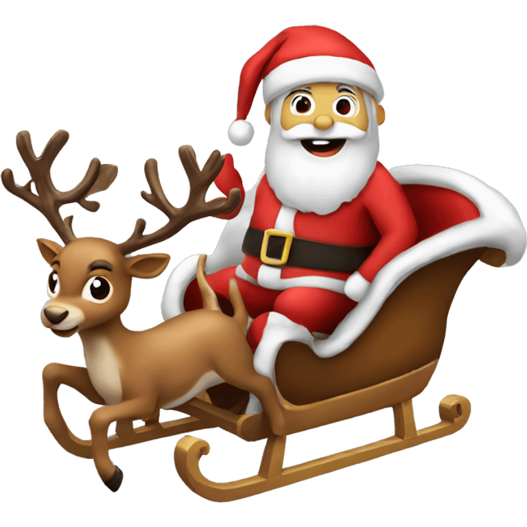 Santa in his sleigh with reindeer emoji