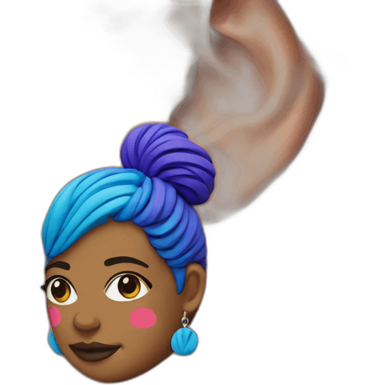 woman wearing colorful polymer clay earrings emoji