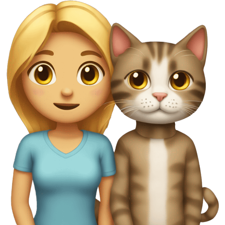 Cat with her bf emoji