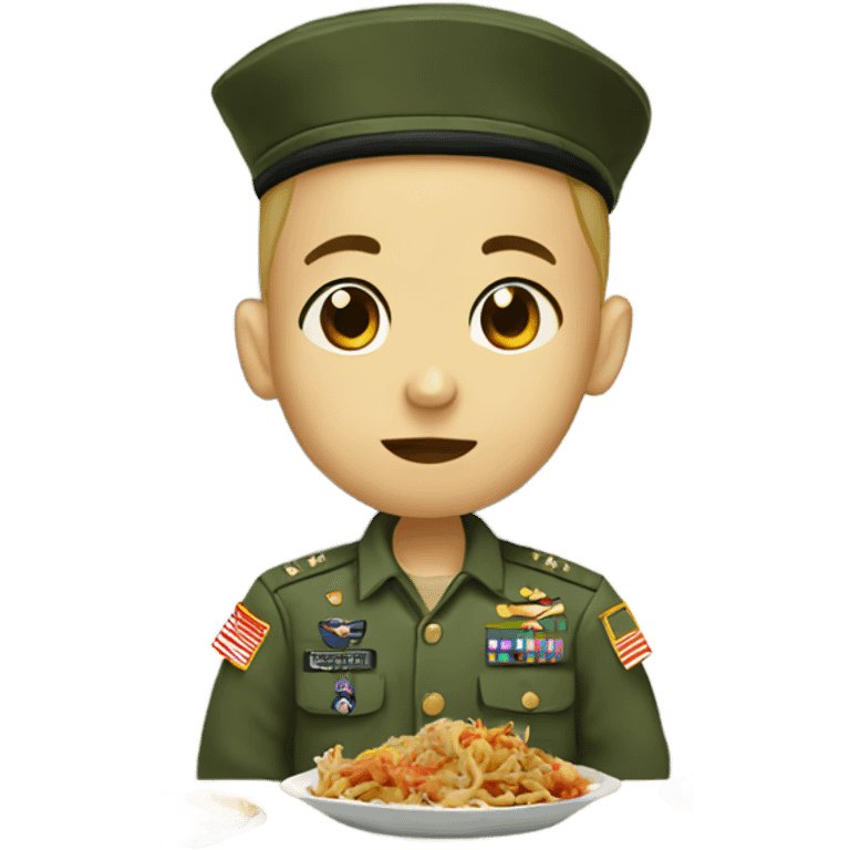 military boy eating chinese food  emoji