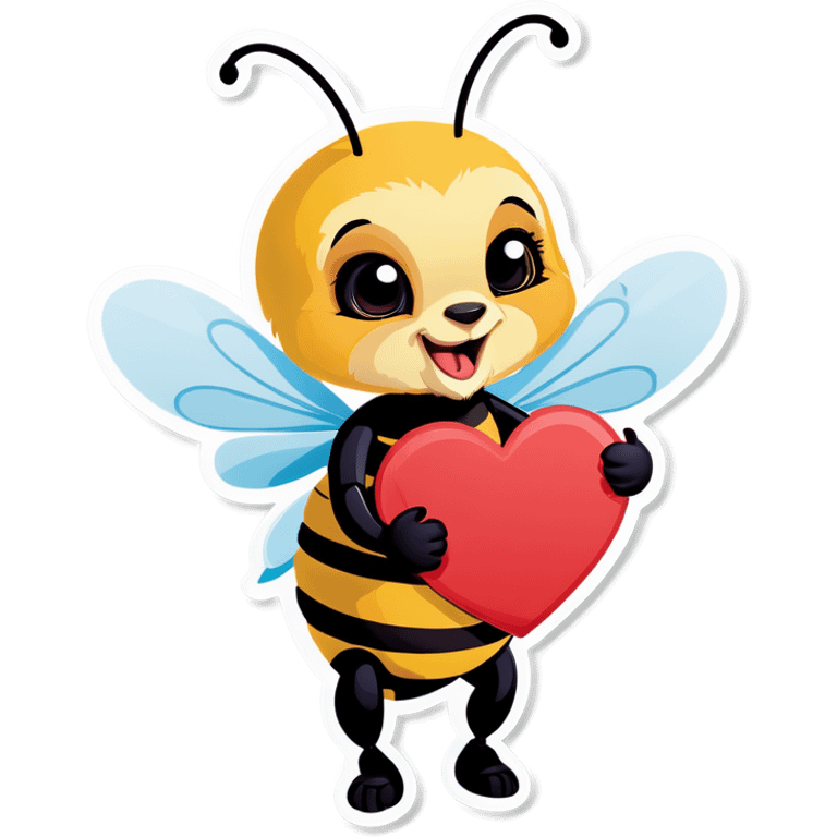 Bee holding a heart emoji