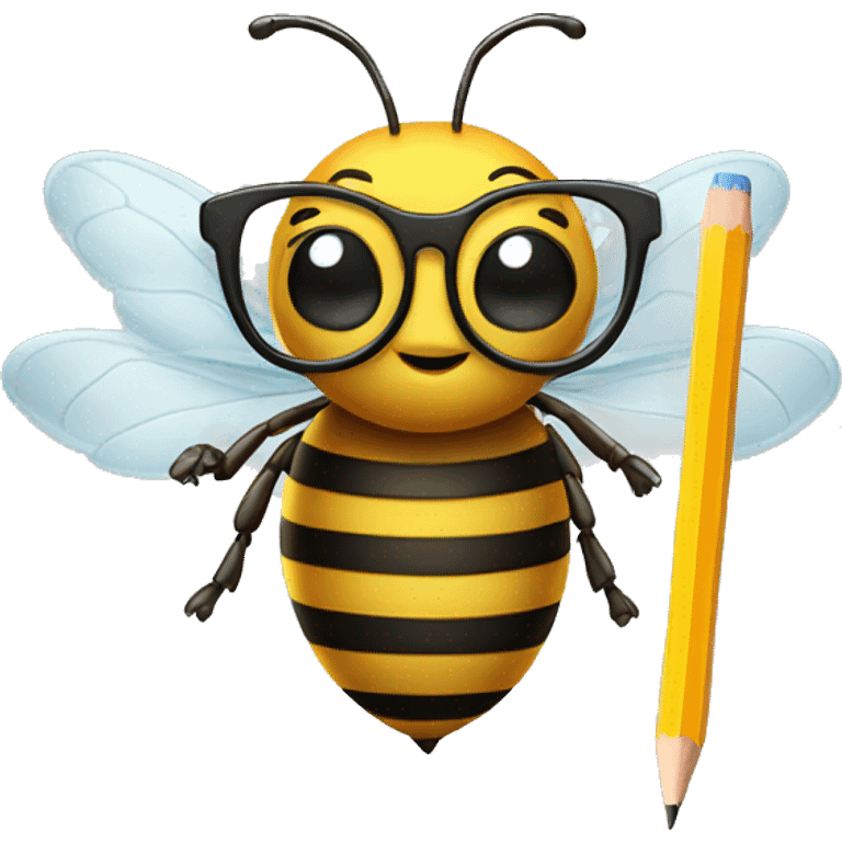 bee with glasses and pencil emoji