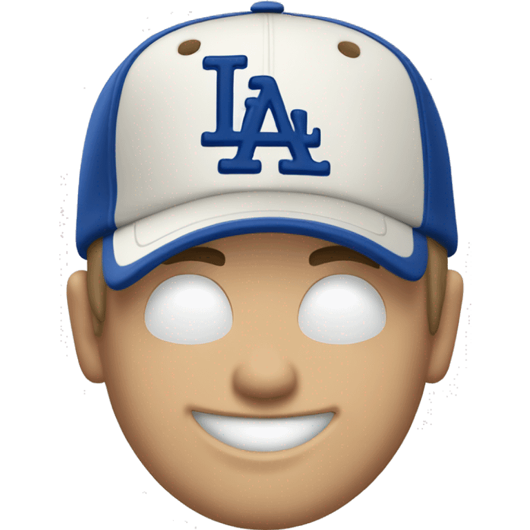 White guy wearing a Los Angeles Dodgers hat emoji