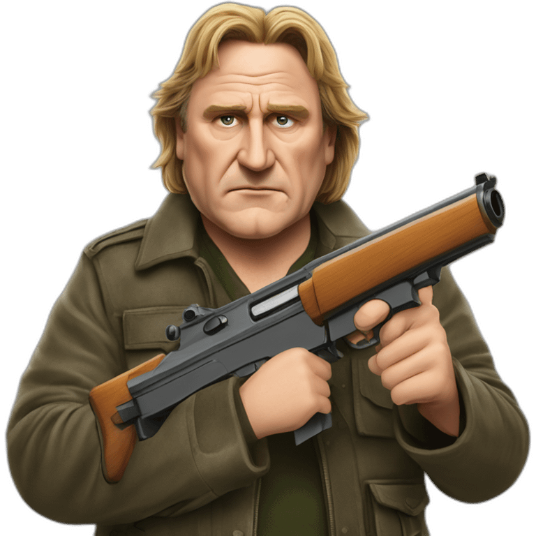 Gérard Depardieu with a rifle emoji