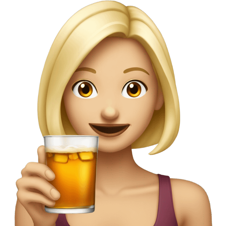 Blonde girl drinking amaretto sour emoji