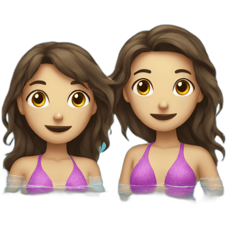 two brunette girls swimming in the mediterranean sea emoji