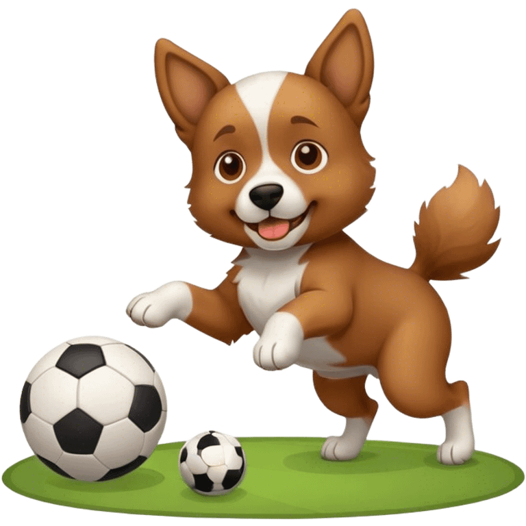 Dog playing soccer emoji