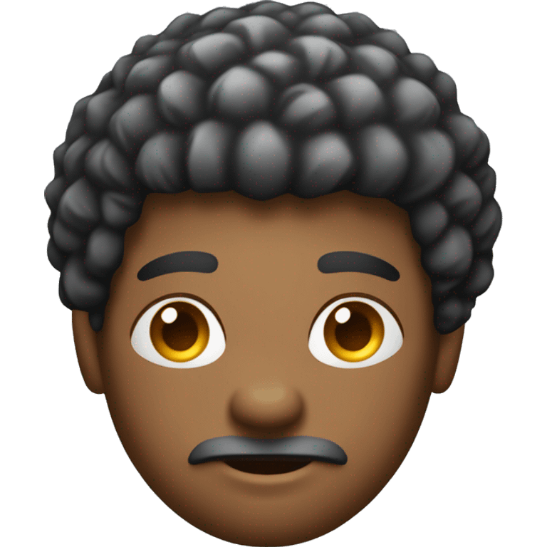 Créer l'émoji d'un homme peau mate, dégradé cheveux afro, visage en diamond. Duvet et bouc, bras croisé. emoji