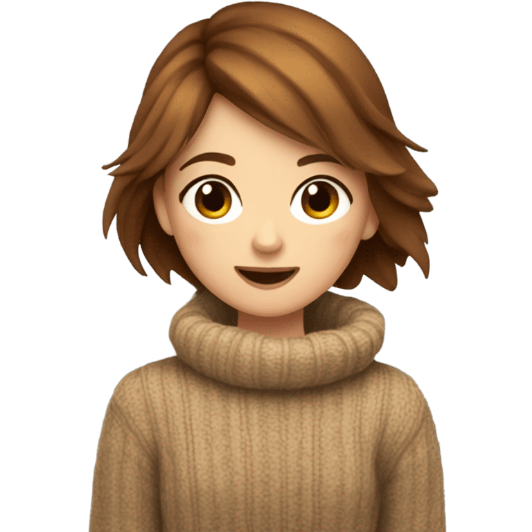 Brown haired girl during fall  emoji