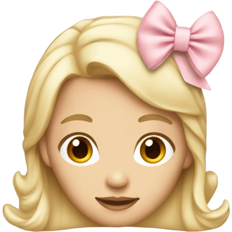 Blonde lady with light pink hairbow emoji