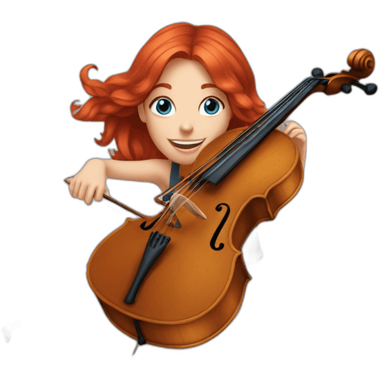 Girl cellist with red hair and blue eyes emoji