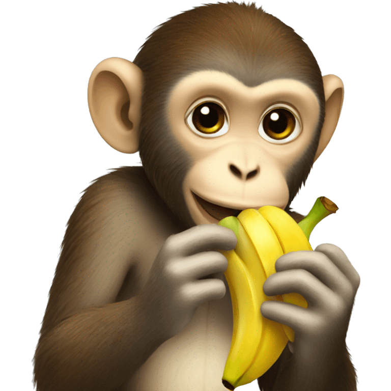 Cute monkey eating banana emoji