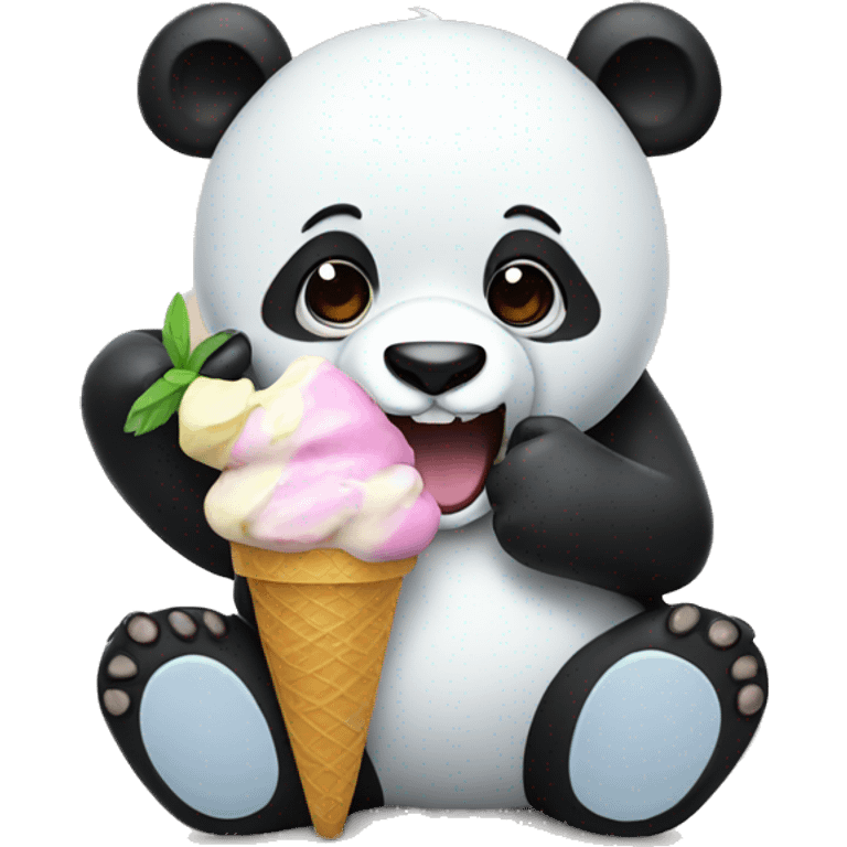 Panda eating ice cream emoji