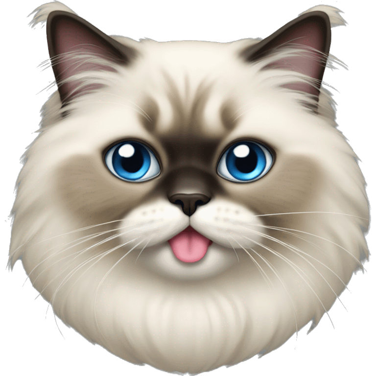 Himalayan cat with tongue out, blue eyes emoji