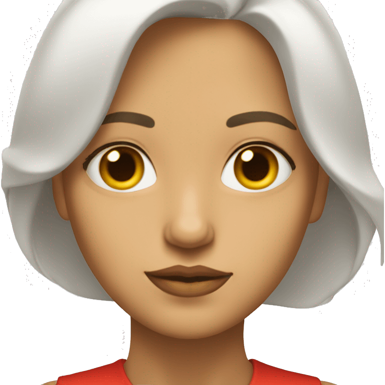 mujer blanca, pelo rojo con anteojos dorados, ojos grandes emoji