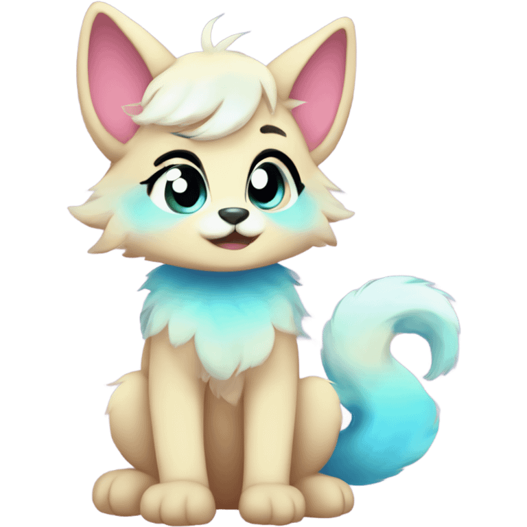 Adorable innocent cute gradient-Sparkle-nebula-fursona furry, full body emoji