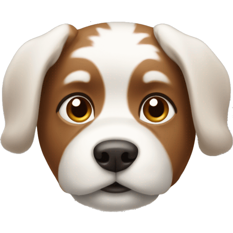 dog with no bow, brown and white and fluzzy ears  emoji