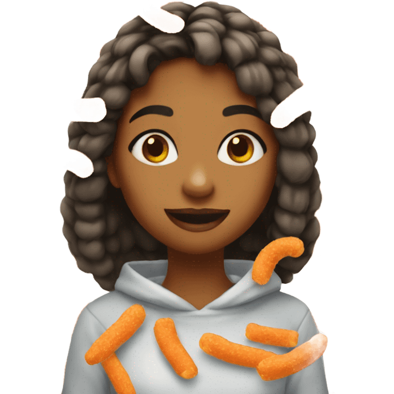 A girl eating hot cheetos emoji